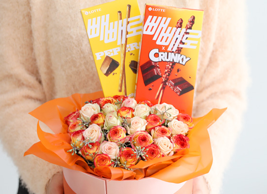 [빼빼로데이] Tangerine flowerbox - 탠저린 장미 플라워박스