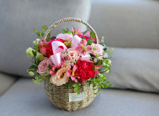 전국으로 꽃 보내세요 - 귀여운 핑크 꽃바구니