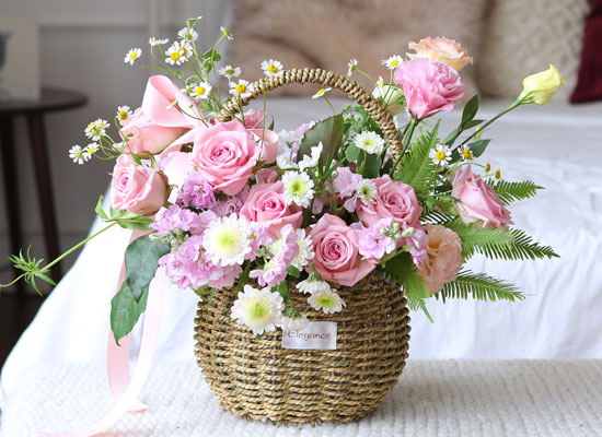 Roseday - Pink roses basket