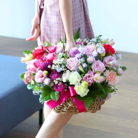 전국으로 꽃 보내세요 - 고급스러우면서 풍성한 꽃바구니 - beautiful pinklady 꽃배달 꽃집