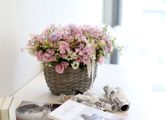 프쉬케 어느날 - Vintage pink(계절에 따라 델피늄 대신 안개로 대체) 꽃집 꽃배달