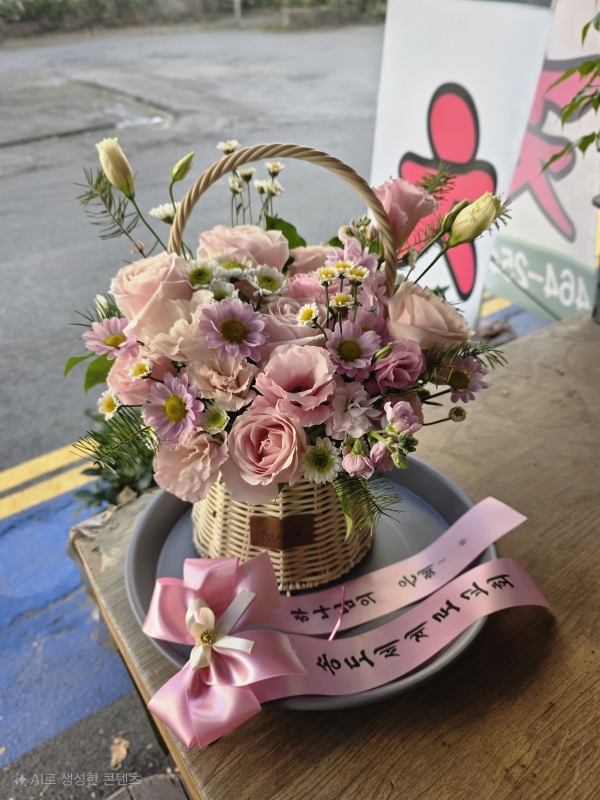 Roseday - Pink roses basket ɹ  