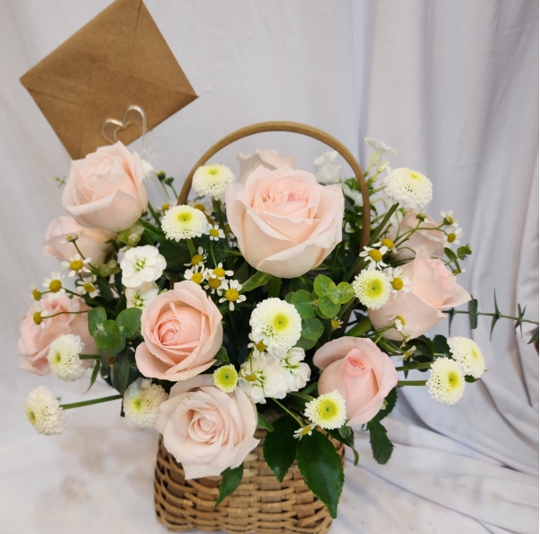 Roseday - Pink roses basket ɹ  